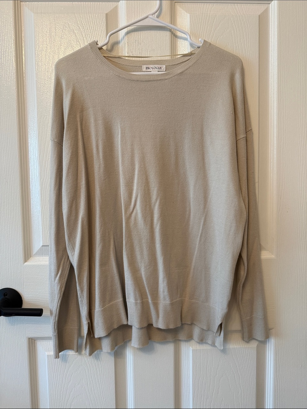 Prologue Relaxed Crewneck Sweater in Beige-Taupe